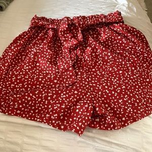 Shien Florian red fabric shorts